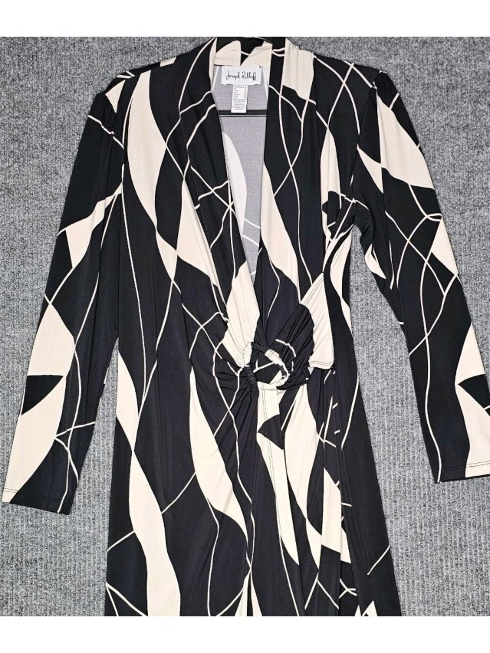 Joseph Ribkoff Black Moonstone Printed Dress sz 12 wrap style - Picture 3 of 6